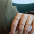 Gold Hollow Rectangular Link Band Rings Five Sizes view 4