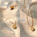 Gold Double Happiness Fu Coin Necklace Zircon Edge Pendant Chain view 2