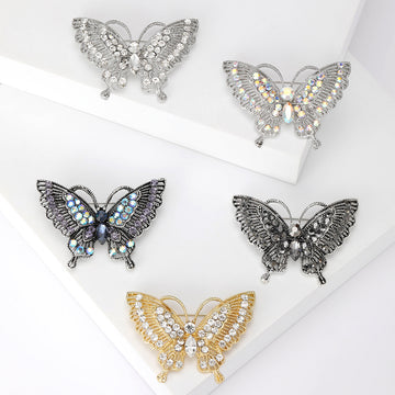 Crystal Butterfly Brooch in Five Metallic Colorways