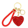 Rhinestone Heart Keychain Braided Cord Gold Tone Metal Charm view 5
