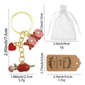 Gold XOXO Heart Rose Enamel Charm Split Ring Keychain view 2