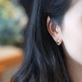 Gold Red Center Swirl Pave Stud Earrings Alloy Metal view 3