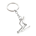 Silver-Tone Metal Skiing Athlete Keychain With Split Ring view 5