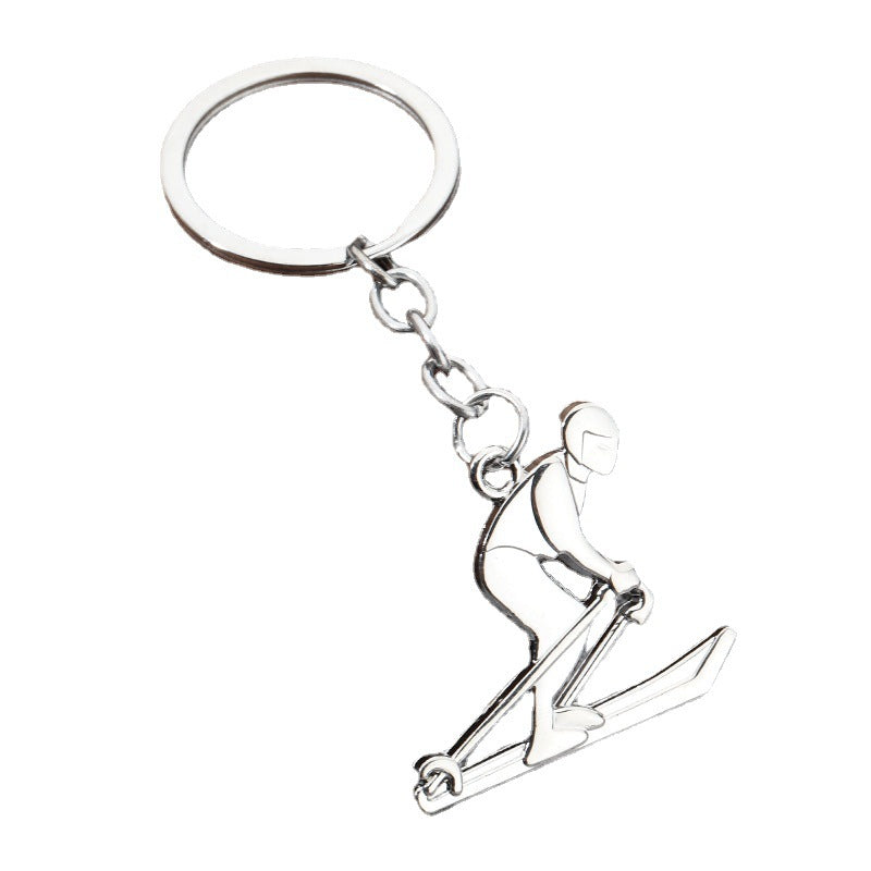 Skier Sports Zinc Alloy Keychain Ice Sports Gift Accessory