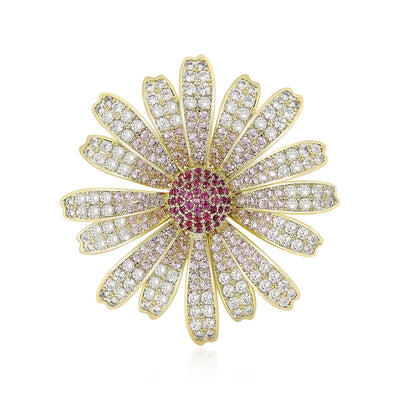 Purple center pavé daisy brooch front on white background