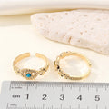 Gold Tone Openwork Crystal Evil Eye Adjustable Rings in Two Colors view 2