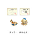 Gold Tone Blue Dog And Bone Asymmetric Stud Earrings view 3