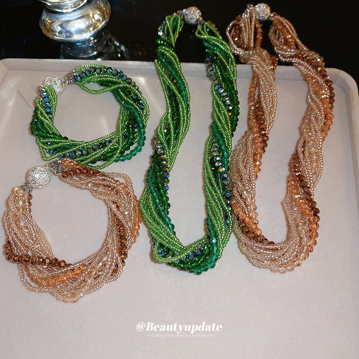 Multi-Strand Crystal Bead Necklace Bracelet Assorted Styles