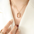 Gold Zodiac Oval Pendant Necklace Multicolor Zircon Frame view 6