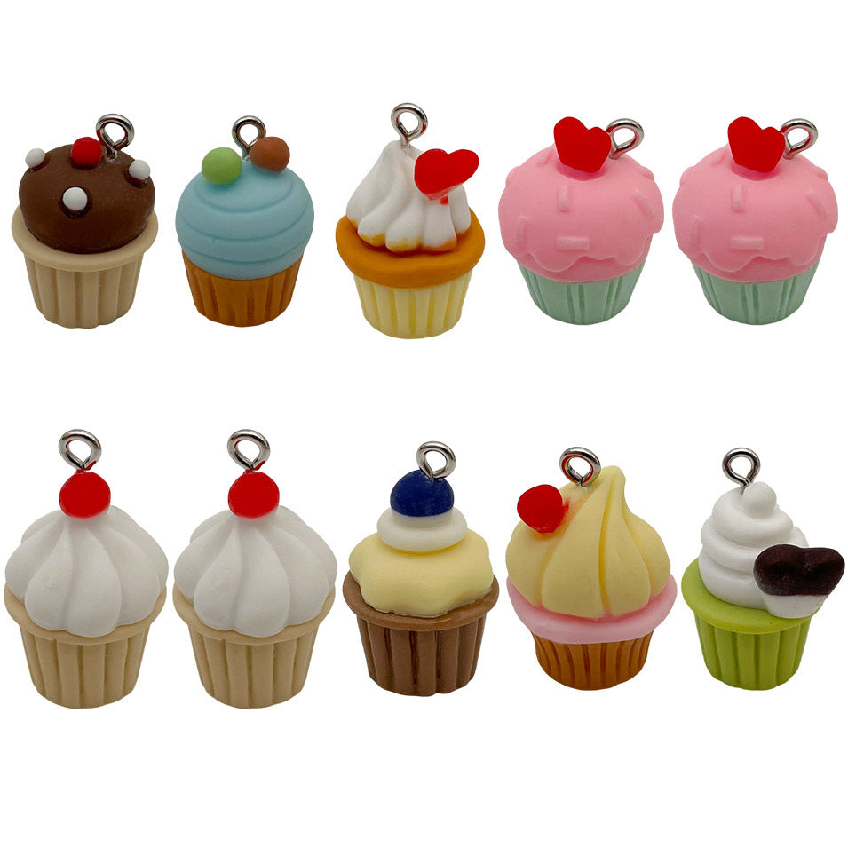 Resin Cream Cupcake Dessert Charm Pendant for DIY Keychain Earrings Jewelry Making