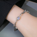 Opalescent Look Oval Irregular Link Silver Tone Bracelet view 1