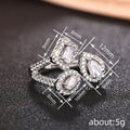 Silver Tone Three Stone Geometric Open Ring Polished Metal Jewelry view 4