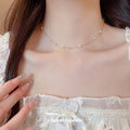 Delicate Gold Tone Necklace with Small Pastel Beads view 3