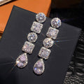 Geometric Round And Square Crystal Linear Drop Earrings view 1