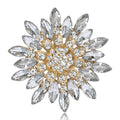 Layered Crystal Sunflower Brooch In Three Color Finishes view 1