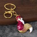 Fox Metal Keychain With Faceted Stones, Split Ring And Lobster Clasp view 10