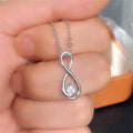 Silver Tone Infinity Teardrop Crystal Pendant Necklace view 3