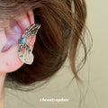 Silver Tone Leaf And Pearl Ear Cuffs With Polished Metal Details view 3