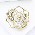 White Enamel Camellia Outline Brooch With Pearl Center view 4