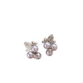 Silver Tone Pearl Cluster Stud Earrings With Crystal Leaves view 5