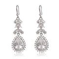 Silver Tone Crystal Leaf Teardrop Openwork Crystal Four Designs Metal Dangle Earrings view 1