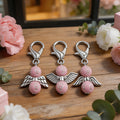 Pink Cross Bead Angel Keychain Silver Clasp Six Wing Styles view 4
