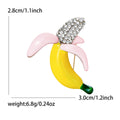 Yellow Enamel Banana Brooch Crystal Stem Pink White Peel view 5