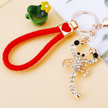 Crystal Scorpion Keychains in Plain Red Loop and Black Loop Options