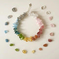 Rainbow Multicolor Stone Chip Bracelet Silver Clasp Chain view 4