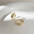 Gold Pave Crystal Leaf Shaped Huggie Hoop Earrings view 4