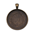 Antique Bronze Round Cabochon Pendant Tray with Mesh Texture view 1
