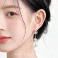 Silver Clear Glass Crystal Butterfly Tassel Drop Earrings view 2