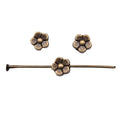 Five Petal Flower Bead in Antique Bronze and Antique Silver and Antique Gold Metal view 5