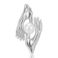 Sculpted Hands Holding Pearl Brooch for Jackets Scarves and Coats view 5