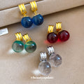 Round Resin Drop Earrings In Four Jewel Tones Fashion Jewelry view 2