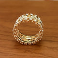 Chain-Link Pattern Clear Stone Extra-Wide Ring In Polished Gold Tone view 3