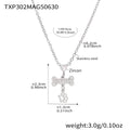 Zircon Bone Paw Print Necklace Bracelet Gold Steel Chain view 8
