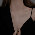 Gold Silver Y Lariat Necklace Satellite Ball Chain Two Tones view 4