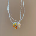 Layered Beaded Floral Pendant Necklaces in Two Colorways view 7