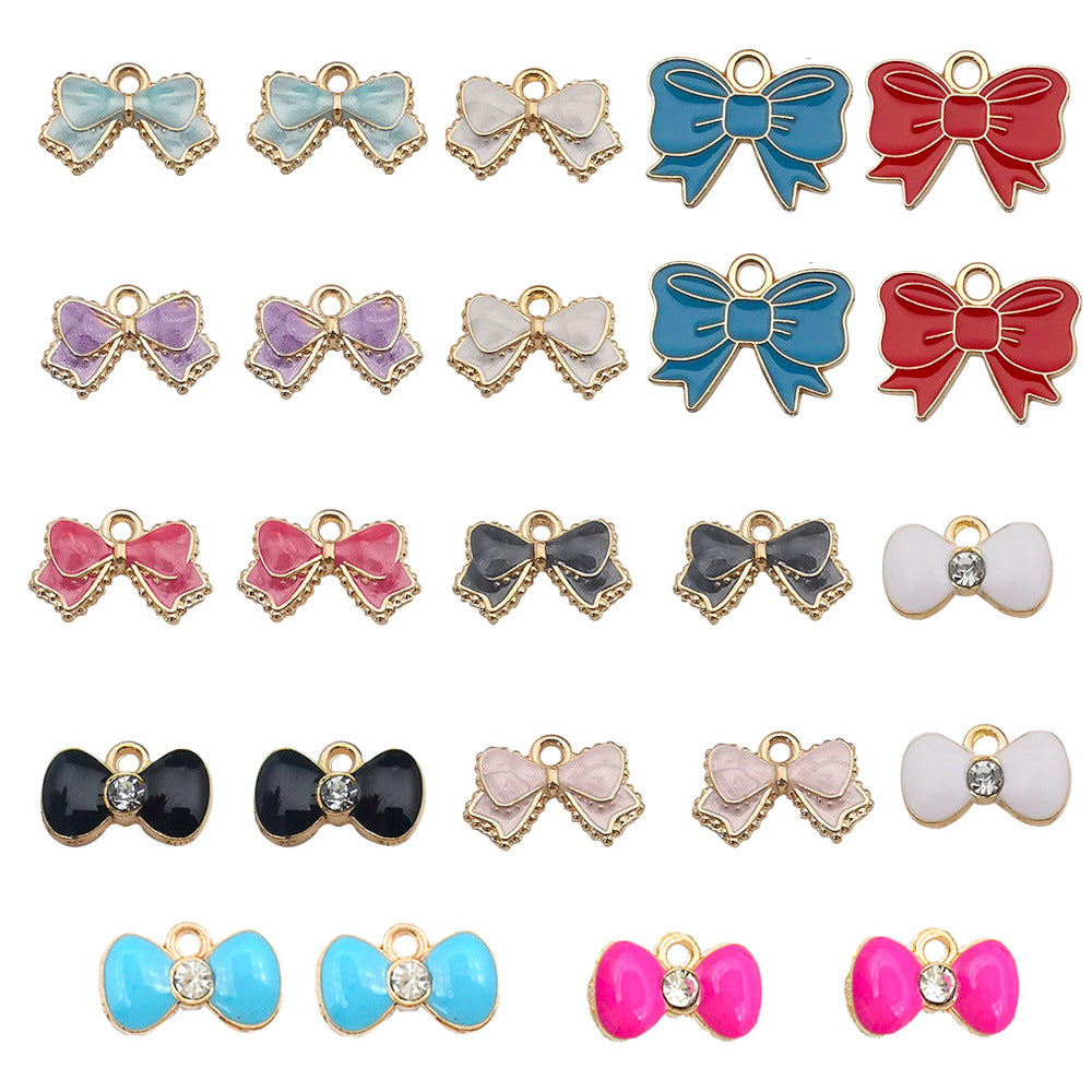 Enamel Zinc Alloy Lace Bowknot Bow Butterfly Charm Pendant for DIY Necklaces and Earrings