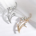 Floral Spray Rhinestone Brooch Clear Crystal Gold Silver Pin view 3