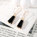 Trapezoid Faceted Crystal Drop Earrings Gold Hooks 7 Colors view 3