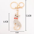 Gold Tone Cat Keychain Opal Stone and Rhinestone Charm view 3