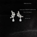 Silver CZ Cluster Drop Earrings Pear Marquise Stones view 4