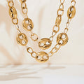 Gold Hollow Coffee Bean Link Necklace Stainless Steel Chain view 1