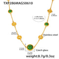 Gold Steel Ball Station Czech Glass Pendant Necklace Colors view 12