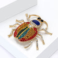 Multicolor Crystal Beetle Brooch With Striped Wing Case view 3