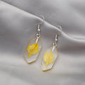 Clear Resin Hexagon Leaf Drop Earrings Red Teal Beige Peach view 3