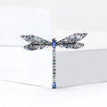Long Crystal Dragonfly Brooch in Blue or Green Accents view 4