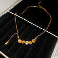 Gold Tone Chinese Coin Row Pendant Necklace Cable Chain view 6